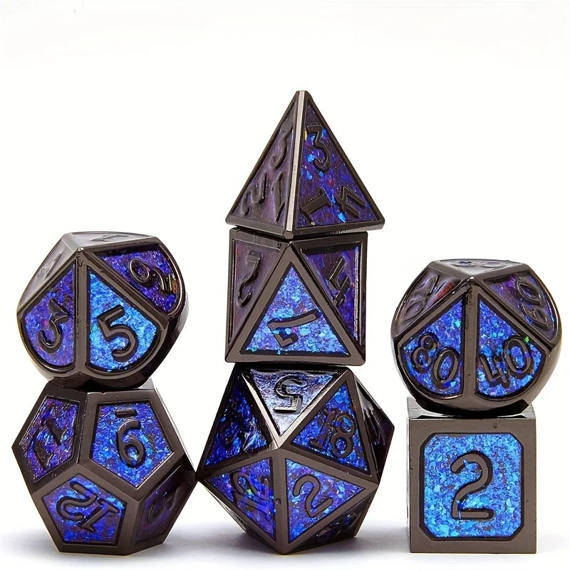 Antique Dragon Metal RPG Dice Set - Design 3