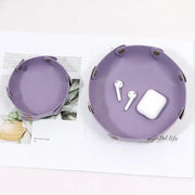 Foldable Dice Hexagonal Tray Box Pu Leather Desktop Storage Box Folding Hexagon Coin Square Tray Dice Game Storage Tray Holder