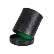 Leather Dice Cup with Lid Green Red Lining Interior Quiet in Shaking for Liars Dice Farkle Yahtzee Board Games with 5 pcs Dice