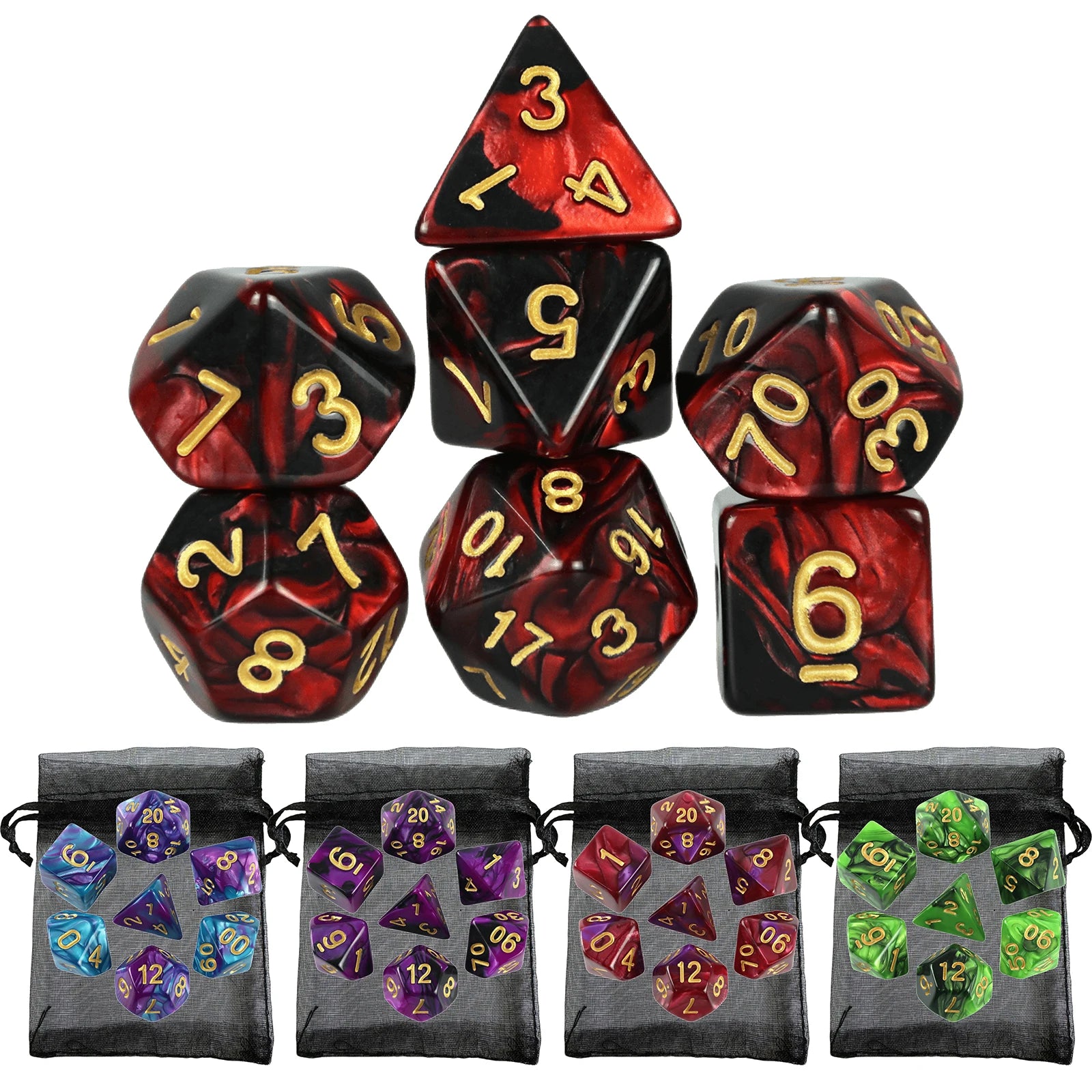 Polyhedral RPG Dice Set with Bag