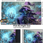 Terror Skeleton Mage TCG Playmat Magic Card Mat with Stitched Edge Non-Slip Durable Tabletop playmat Board Game Mat for TCG