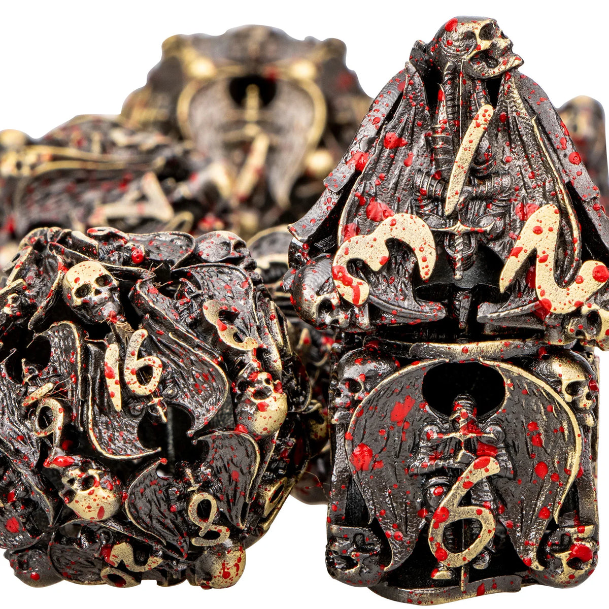 Antique Metal D6 Dice - 7 Piece - Design 2