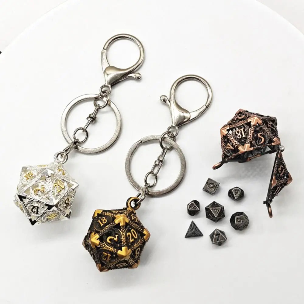 Antique Hollow Metal RPG Dice Set - Design 3