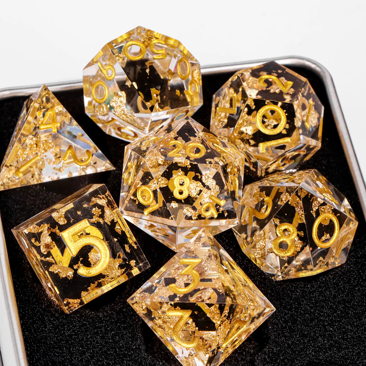 Handmade Sharp-Edge Resin Dice Set – 26 Colours to Choose From