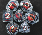 Set Of 7 Sharp Edge Resin Polyhedral DND Dice For D&D RPG Role Playing Games