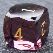1-7pcs Purple Crystal Gemstone Dice Set Golden Word DND Dice Multi-sided Polyhedral Dice for D&D Game COC Role Playing RPG Table