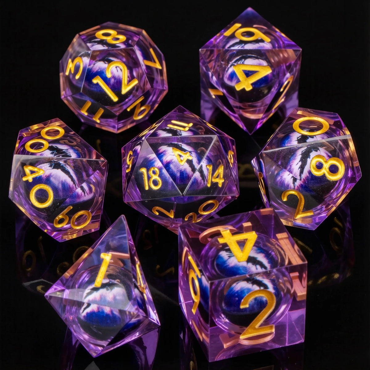 Liquid Core Resin Polyhedral RPG Dice Set - Design 7