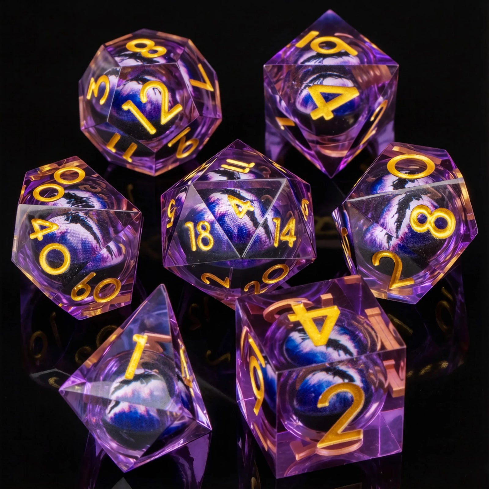Liquid Core Resin Polyhedral RPG Dice Set - Design 7