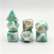 7Pcs Marble Swirl Polyhedral Dice Set with Gold Numbering for DND RPG Tabletop Board Games