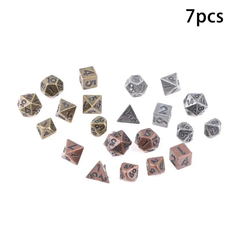 Antique Mini Metal RPG Dice Set - Design 2
