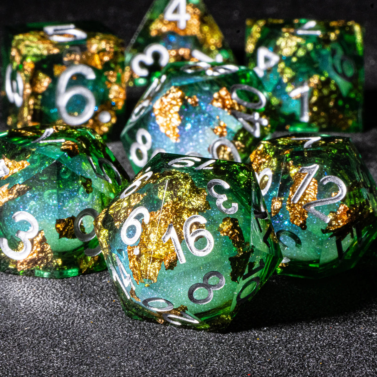 Galaxy Liquid Core Dice Set – Swirling Universe in Every Roll – 24 Colours to Choose From