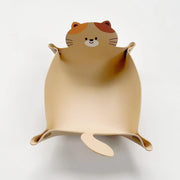 1pc PU Leather Dice Tray Cute Cat Shape Game Accessories Dice Tray Box Folding Function Key Storage Tray