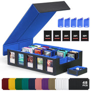 Leather Trading Card Storage Box 5 Rows Magnetic Closure Game Cards Box With Viewing Windows Card and Note Storage Supplies