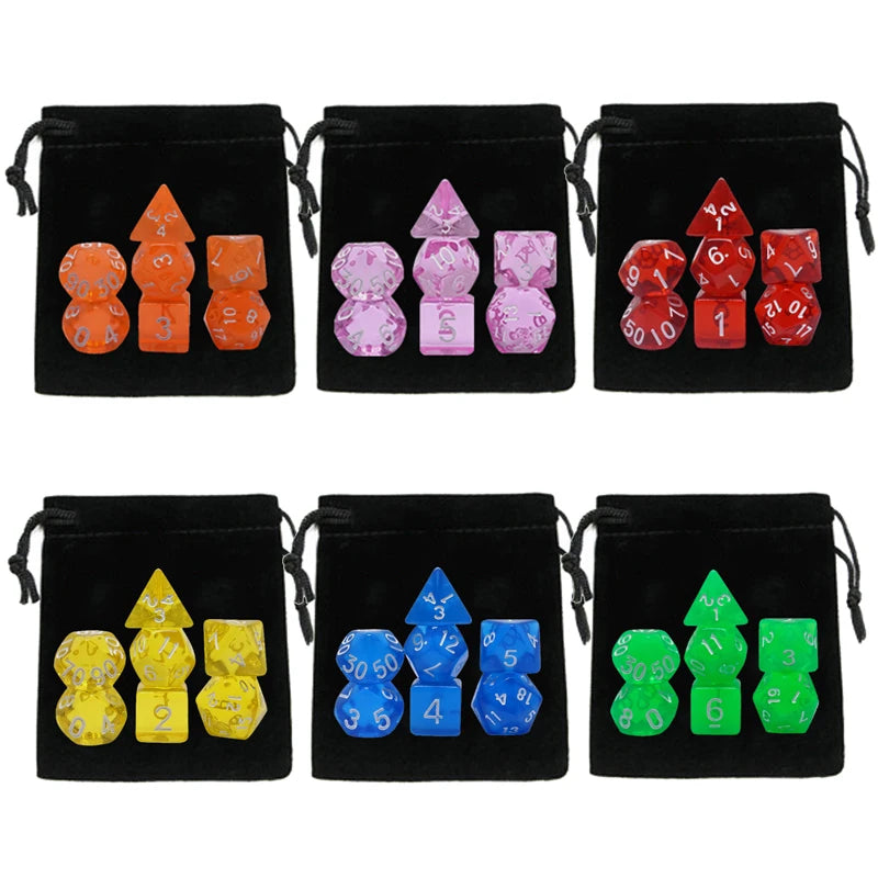 Dragon Pattern RPG Dice Set with Bag - Variant 2