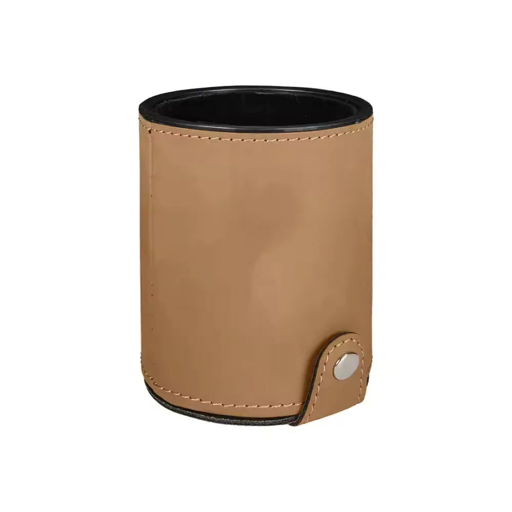 Leather Dice Cup Round Minimalist Design Durable Storage Box for Adults