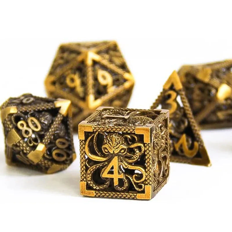 Antique Hollow Metal D6 Dice - Design 5