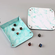 Dice Tray Leather Dice Tower for DND MTG Dices Storage Board Game Accessories Foldable Desktop Storage Box Shaped Square Hard