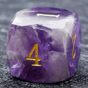 1-7pcs Purple Crystal Gemstone Dice Set Golden Word DND Dice Multi-sided Polyhedral Dice for D&D Game COC Role Playing RPG Table