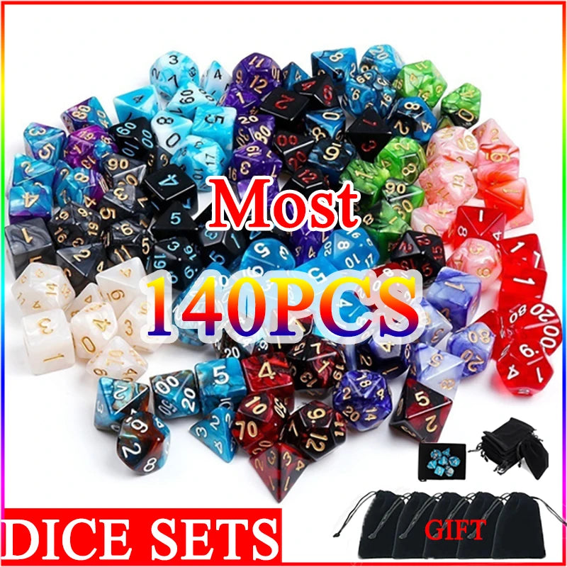 Dragon Pattern RPG Dice Set with Bag