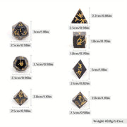 7 Pcs Black Golden Stripe Resin Golden Number Sharp Edge Dice Polyhedral Dice Suitable for Role-Playing RPG Board Game