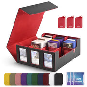 Leather Trading Card Storage Box 5 Rows Magnetic Closure Game Cards Box With Viewing Windows Card and Note Storage Supplies