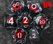 Set Of 7 Sharp Edge Resin Polyhedral DND Dice For D&D RPG Role Playing Games
