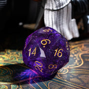Multifaceted Purple Black 1PC 23mm D20 DND Dice Cut Sharp Edges and Glitter Inclusions 20 Sided Handcrafted Dungeons and Dragons