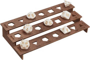 Wooden Dice Holder 3 tier Dice Display Rack Coconut Brown Storage Shelf Holds 21 Pcs of Polyhedral for making kit