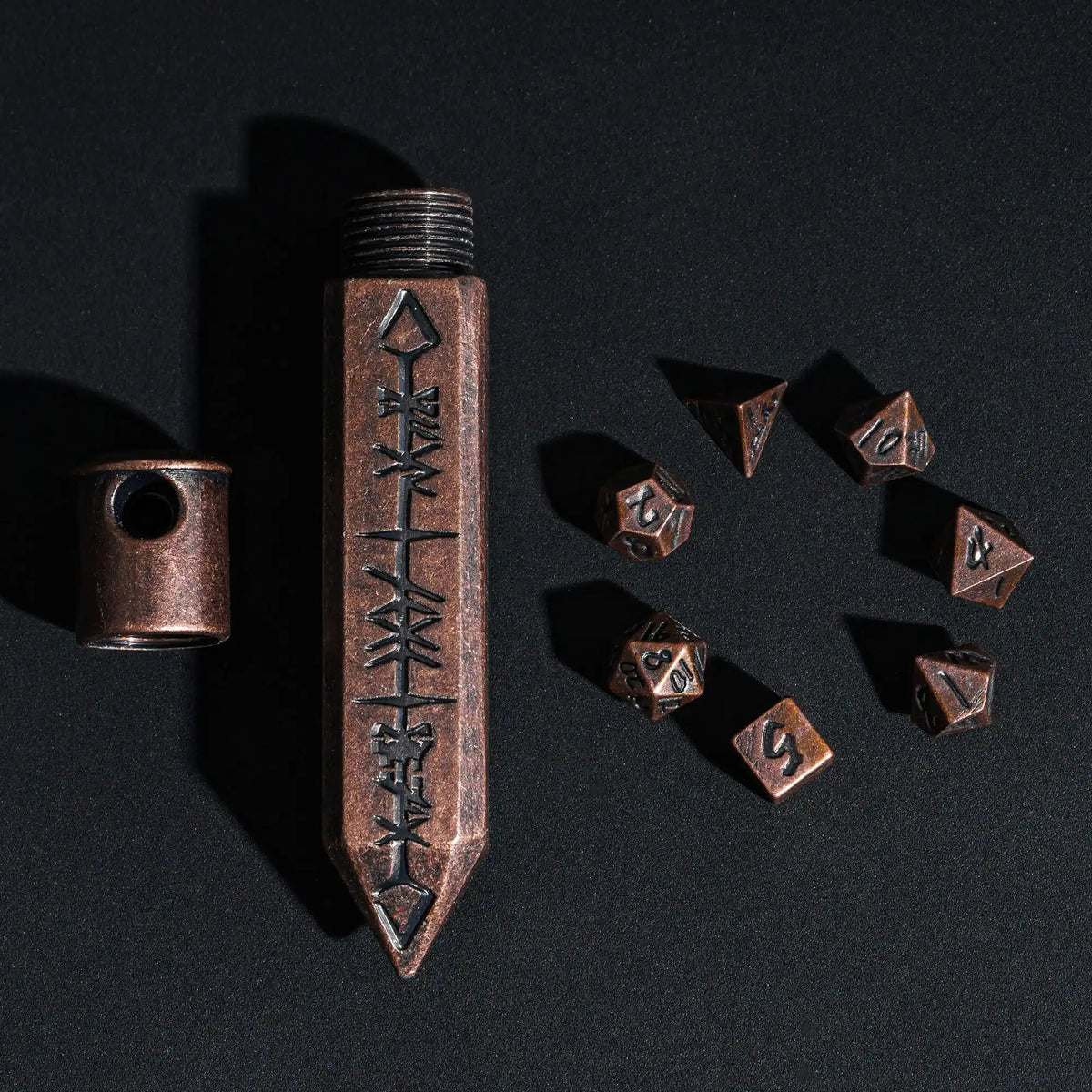 Antique Mini Metal RPG Dice Set - Design 3