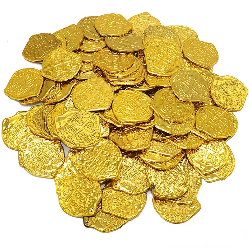 10/25/50pcs Plastic Pirate Coin Fake Gold Coin Treasure Game Simulation Toys Coin Kids Party Gift Kids Birthday Children's Gift