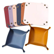 Desktop Storage Tray Pu Leather Valet Trinket Folding Tray Desktop Storage Sundries Box For Dice Key Wallet Coin Home Decoration