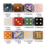 6-Sided Digital Game Dice 16mm Natural Stone D6 Gem Dice Set Healing Crystal Quartz for DND RPG Table Board Game or TeachingMath