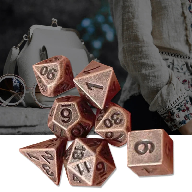 Antique Mini Metal RPG Dice Set