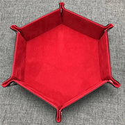 Rolling Folding Hexagon Dice Game Storage Tray PU Leather&Velvet Mat Holder Double Sided Thick Office Supplies Storage Tools