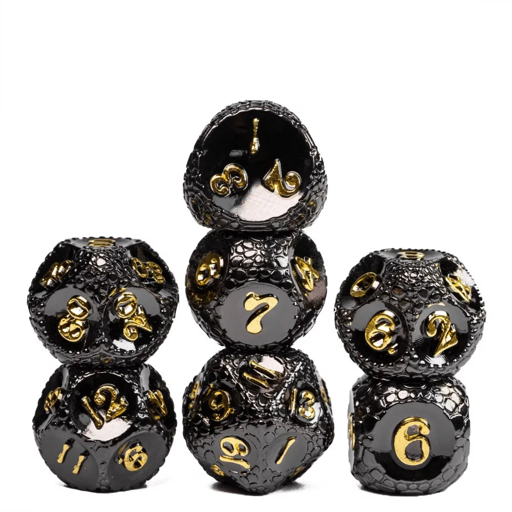 Antique Metal RPG Dice Set - 7 Piece - Design 2