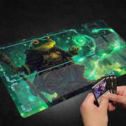 Dark Fantasy Frog Wizard TCG Playmat Magic Card Mat with Stitched Edge Non-Slip Durable Tabletop Playmat Board Game Mat for TCG