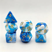 7Pcs Marble Swirl Polyhedral Dice Set with Gold Numbering for DND RPG Tabletop Board Games