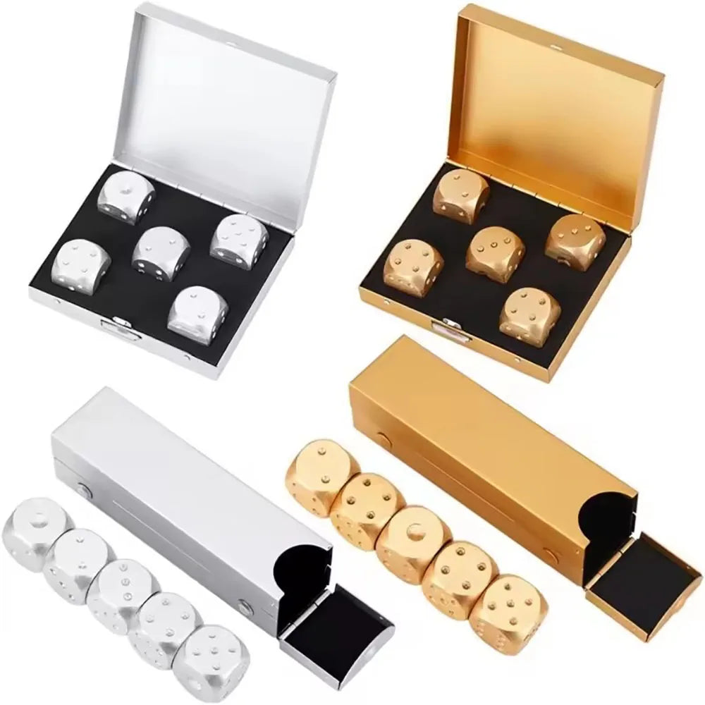 Gold Mini Metal RPG Dice Set - 5 Piece