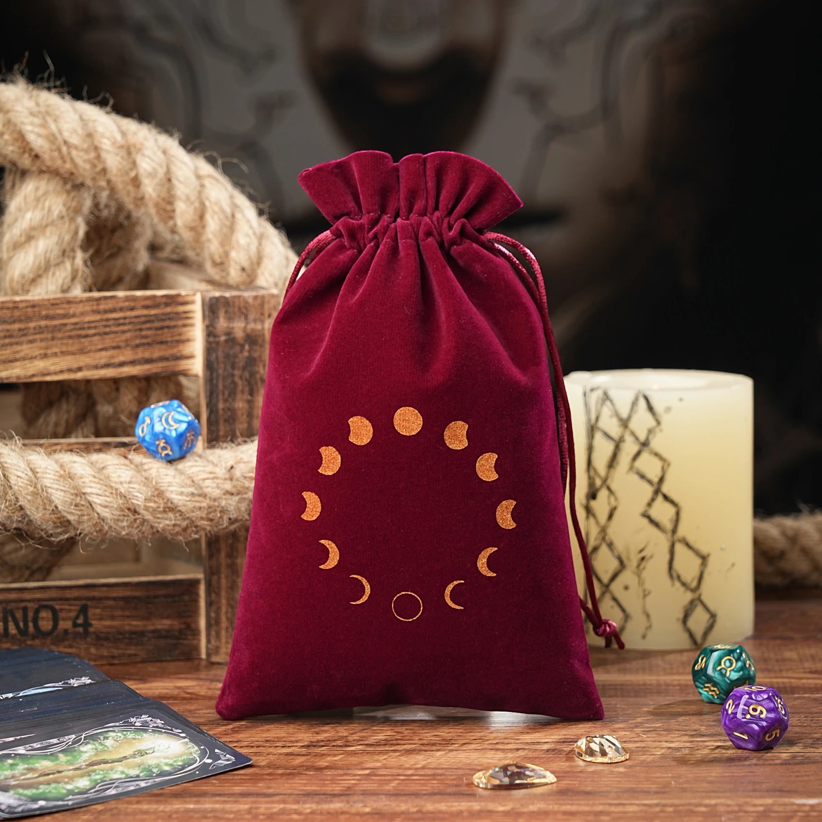 1pc Velvet 14x22cm Large Size Moon Phase Tarots Cards Storage Bag Jewelry Pouch Travel Cosmetic Gift Bag Hand bag Coin Dice bag
