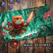 Flame Sword and Orange Cat TCG Playmat Magic Card Battle Mat Non-Slip Durable 35X60CM Commander playmat Board Game Mat for TCG