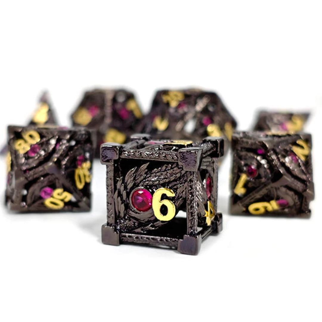 Antique Hollow Metal RPG Dice Set - Design 7