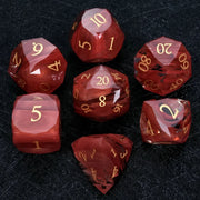 1-7pcs DND Fantasy Blue Glass Gemstone Dice Set Multi-sided Polyhedral Dice Golden Word Dice for D&D Game COC Role Playing RPG