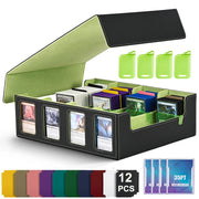 Leather Trading Card Storage Box 5 Rows Magnetic Closure Game Cards Box With Viewing Windows Card and Note Storage Supplies