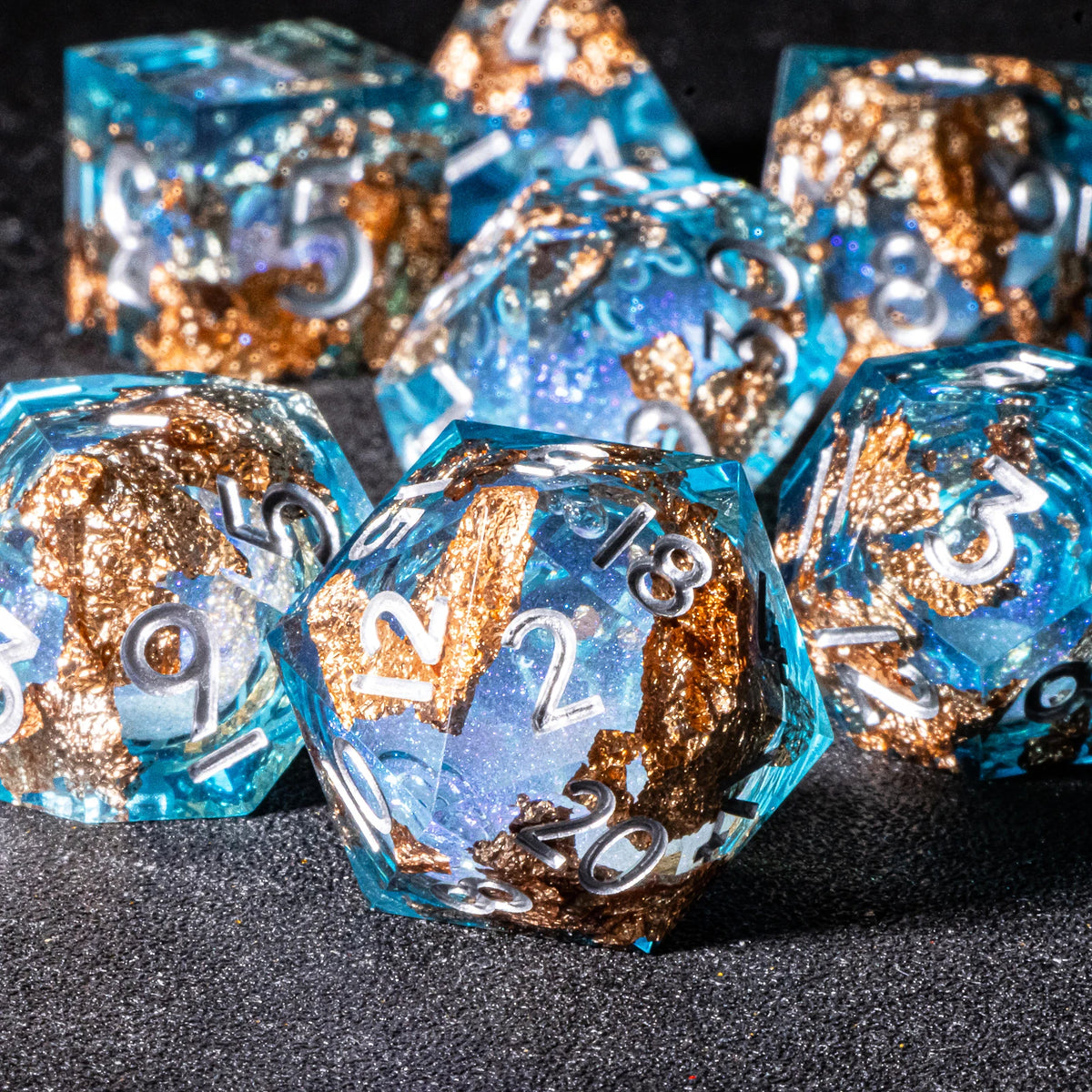 Galaxy Liquid Core Dice Set – Swirling Universe in Every Roll – 24 Colours to Choose From