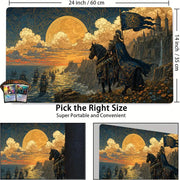 Retro Aesthetic Knight TCG Playmat Magic Card Mat with Stitched Edge Non-Slip Durable Tabletop Playmat Board Game Mat for TCG