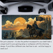 Retro Aesthetic Knight TCG Playmat Magic Card Mat with Stitched Edge Non-Slip Durable Tabletop Playmat Board Game Mat for TCG