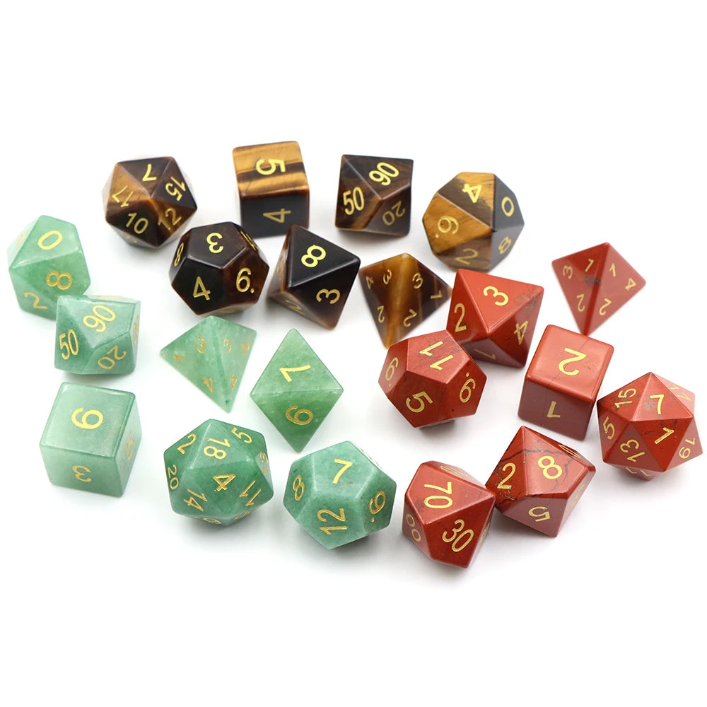 Natural Stone Dice Set – 7 Colours to Choose From