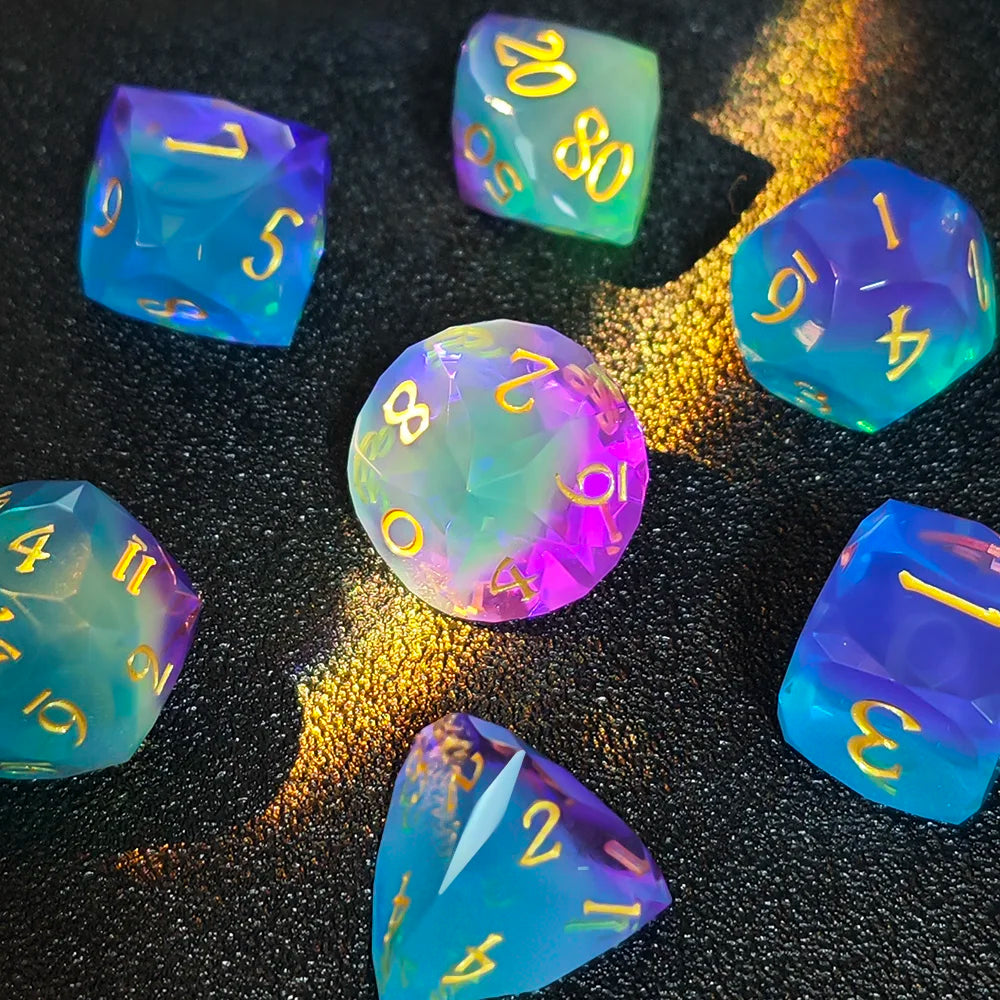 Blue Sharp Edge Resin Polyhedral RPG Dice Set