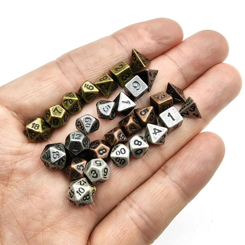 Gold Metal RPG Dice Set - Design 3