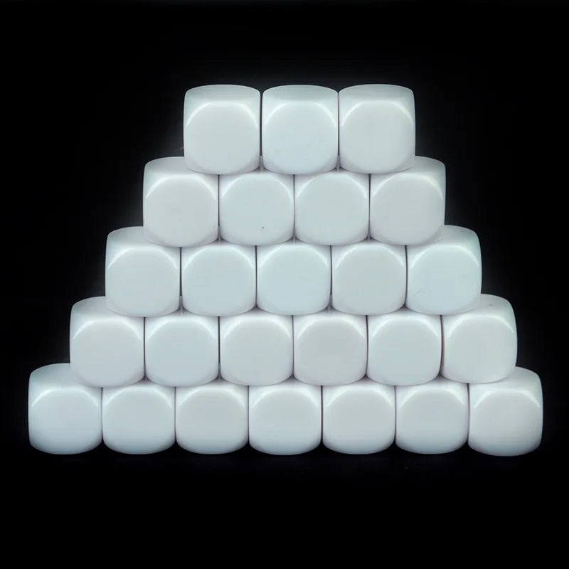 White Acrylic D6 Dice Set - 10 Piece - Design 2